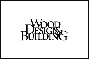 Black text on a white background reads Wood Design & Building in a serif font, with the words stacked and overlapping slightly in the center of the image.