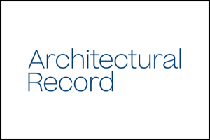 The image shows the words Architectural Record in thin, blue, sans-serif font on a white background.
